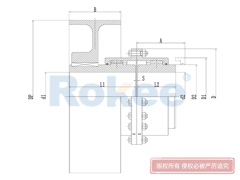 帶制動輪齒式聯(lián)軸器,制動輪型鼓形齒式聯(lián)軸器